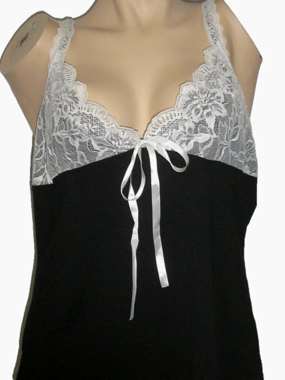 NWOT White Lace Chest & Straps Camisole Lounge Sleep Black Top, 3XL NEW